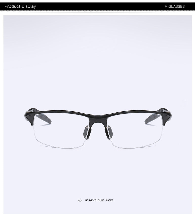 Hdcrafter Mens Semi Rim Square Rectangle Aluminun Alloy Frame Eyeglasses L8177 — view 5 | Hdcrafter Eyeglasses at FuzWeb