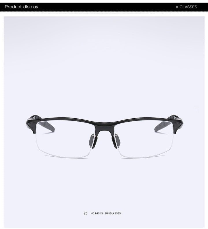 Hdcrafter Mens Semi Rim Square Rectangle Aluminun Alloy Frame Eyeglasses L8177 — view 5 | Hdcrafter Eyeglasses at FuzWeb
