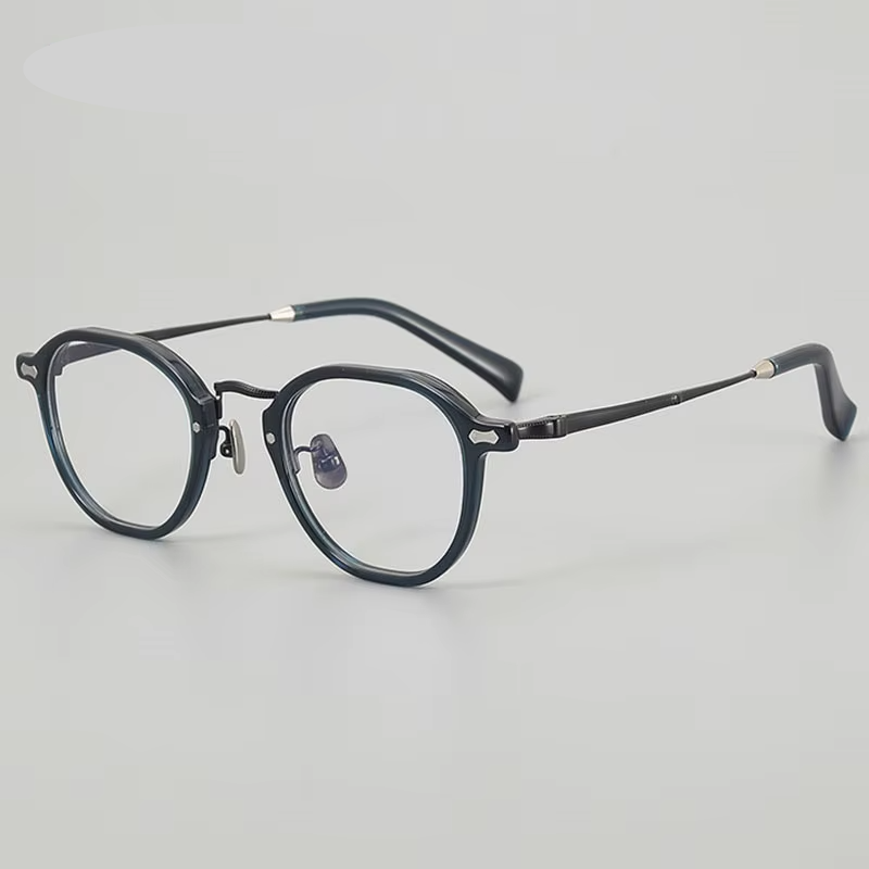 Eleccion Unisex Full Rim Square Titanium Acetate Eyeglasses 942143 Full Rim Eleccion Dark Green