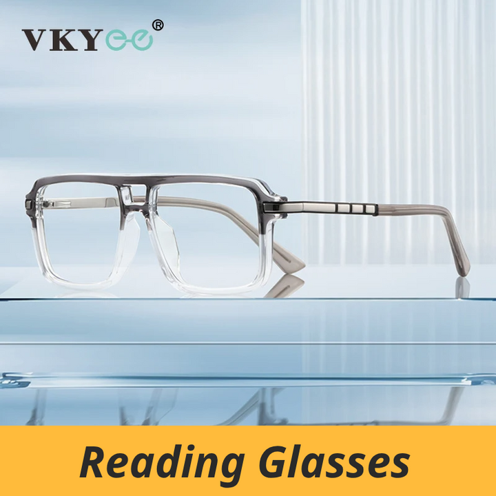Vicky Unisex Full Rim Square Double Bridge Tr 90 Alloy Reading Glasses 360026
