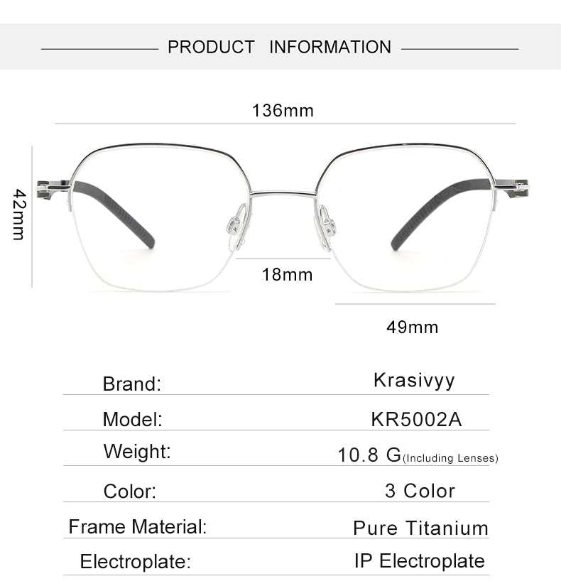 Krasivyy Womens Semi Rim Polygon Screwless Titanium Eyeglasses 315002 — view 1 | Krasivyy at FuzWeb