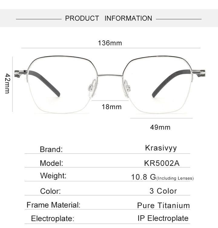 Krasivyy Womens Semi Rim Polygon Screwless Titanium Eyeglasses 315002 — view 1 | Krasivyy at FuzWeb