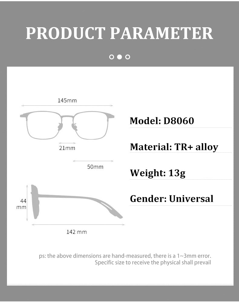 Vicky Unisex Full Rim Square Tr 90 Alloy Reading Glasses 80601.