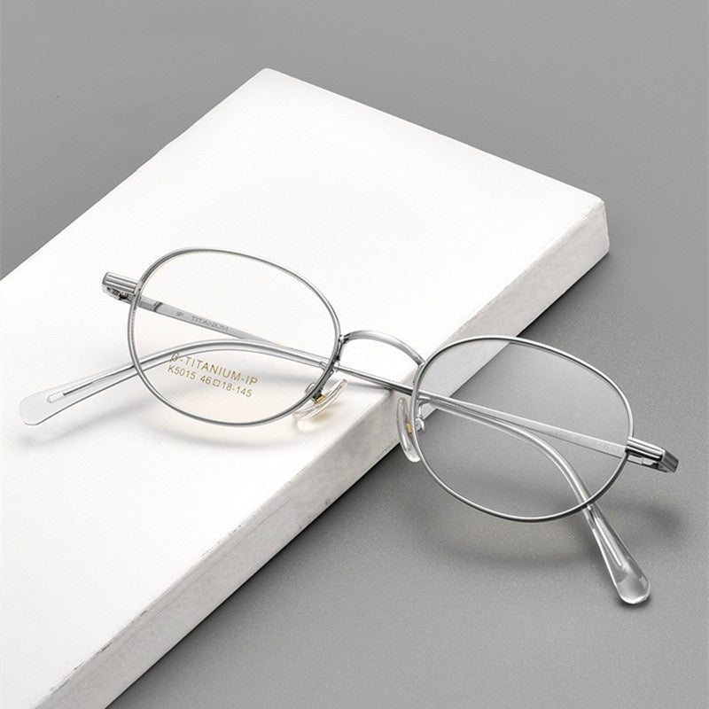 Chashma Ottica Unisex Full Rim Small Round Titanium Eyeglasses 5015 - Cover