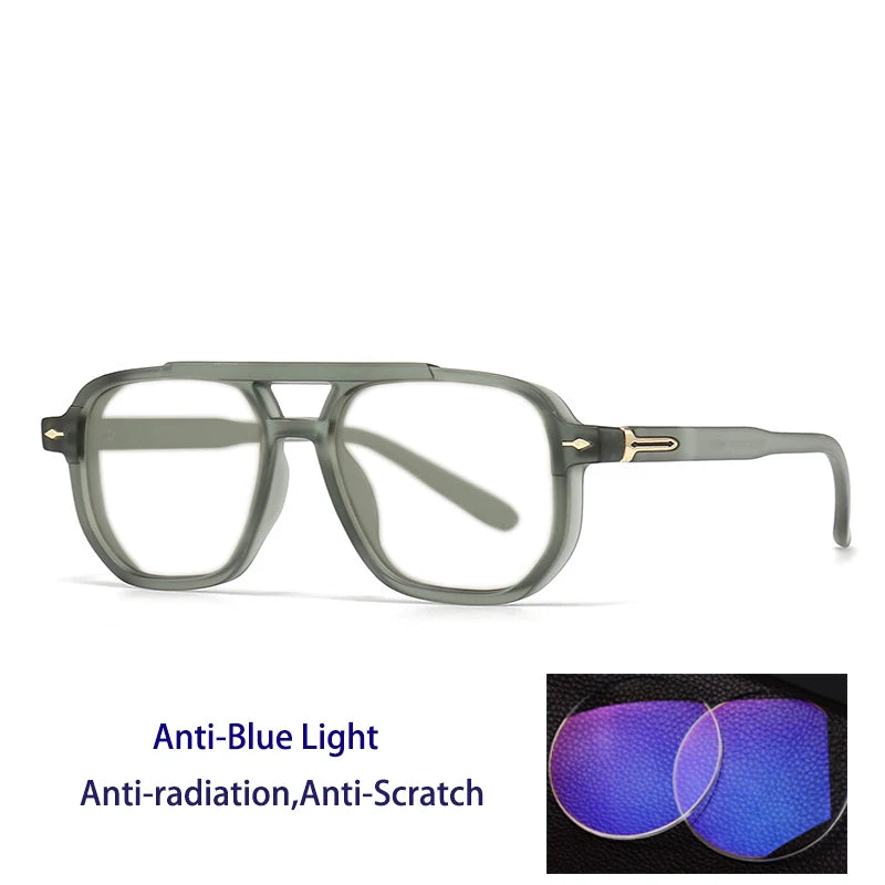 Kocolior Unisex Full Rim Square Double Bridge Tr 90 Photochromic Reading Glasses 60904.
