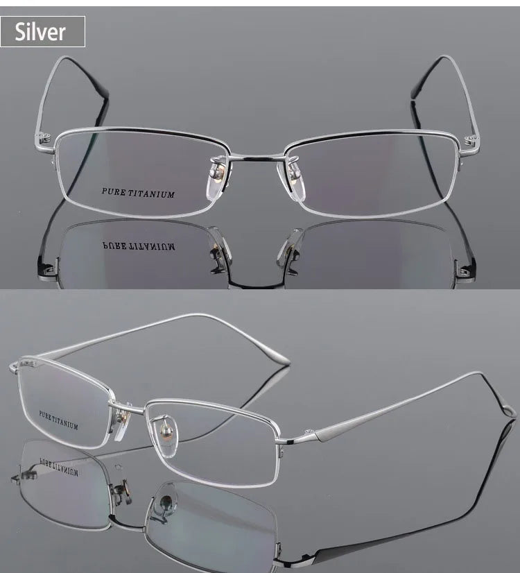 Unisex Titanium Half Rim Eyeglasses Round Box Frame 8272 — view 12 | Bclear at FuzWeb