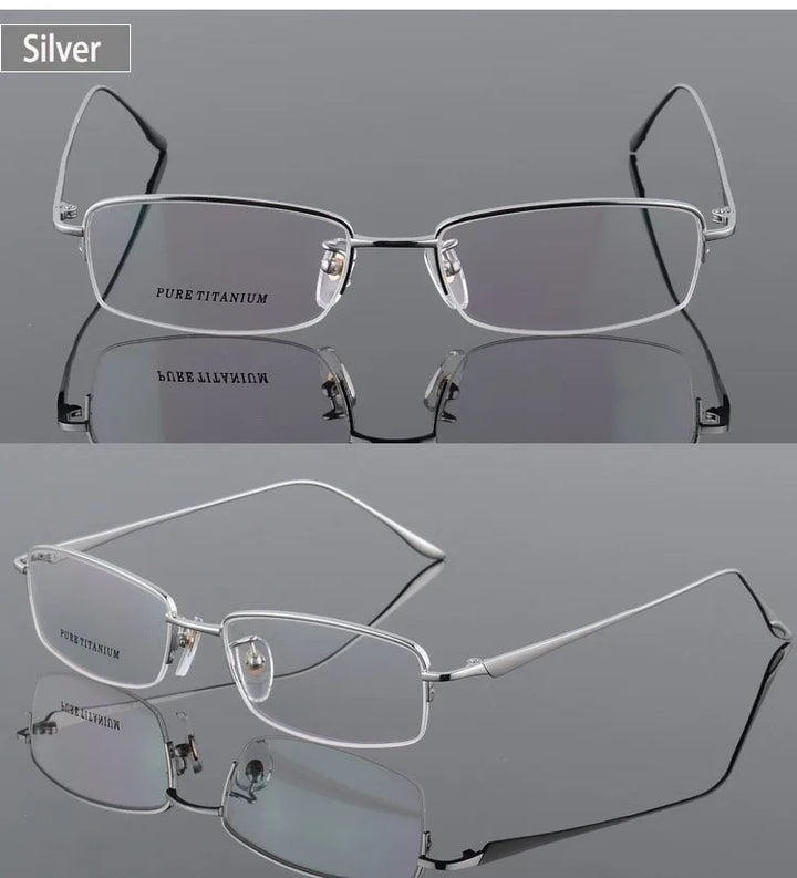 Unisex Titanium Half Rim Eyeglasses Round Box Frame 8272 — view 12 | Bclear at FuzWeb