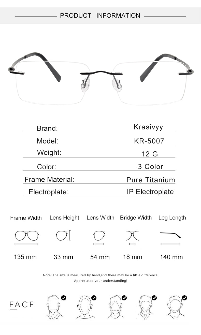 Krasivyy Womens Rimless Square Titanium Eyeglasses 45007 — view 2 | Krasivyy at FuzWeb