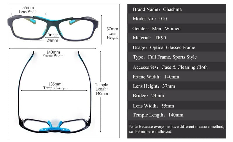 Chashma Ottica Unisex Full Rim Square Tr 90 Titanim Sport Goggle Eyeglasses 010 — view 19 | Chashma Ottica at FuzWeb