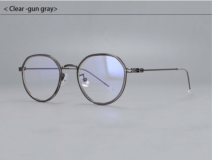 CCspace Unisex Full Rim Irregular Round Tr 90 Titanium Eyeglasses 53262 — view 10 | CCspace at FuzWeb