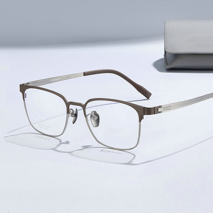Chashma Ochki Unisex Full Rim Square Titanium Eyeglasses 881282.