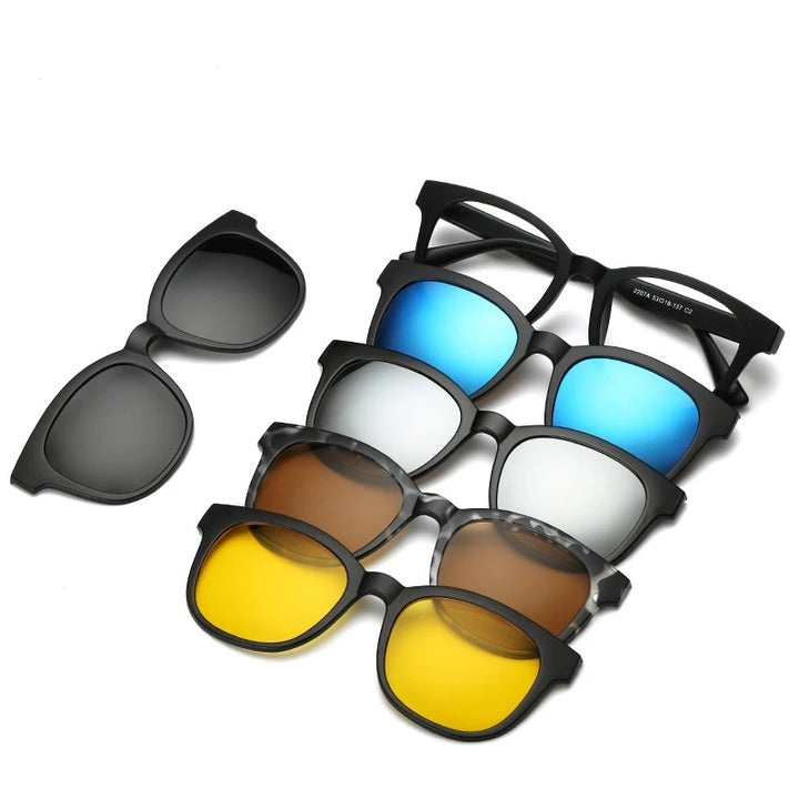 Hdcrafter Unisex Full Rim Acetate Frame 6 In 1 Polarized Magnetic Clip On Sunglasse — view 5 | Hdcrafter Eyeglasses at FuzWeb