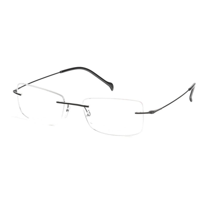 Chashma Ottica Mens Rimless Square Titanium Eyeglasses 16008 - Black