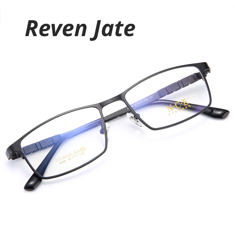 Reven Jate Men's Full Rim Polygon Square Titanium Eyeglasses 665009