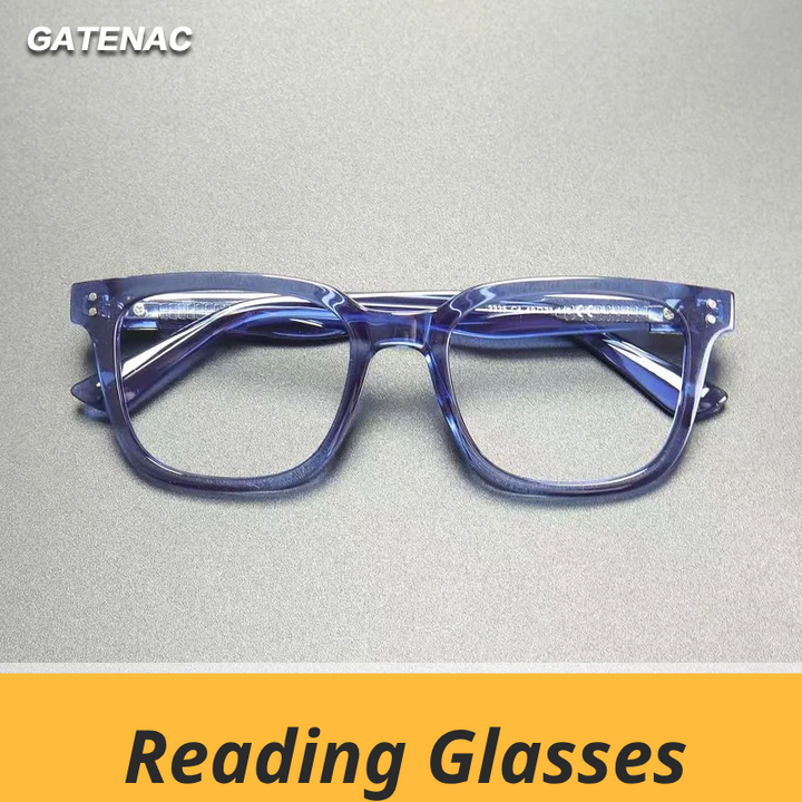 Gatenac Unisex Full Rim Square Tr 90 Titanium Reading Glasses Gxy2225