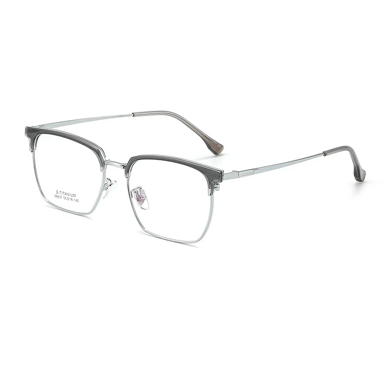 Gmei Optical 68807L unisex square stainless steel prescription eyeglasses — view 7