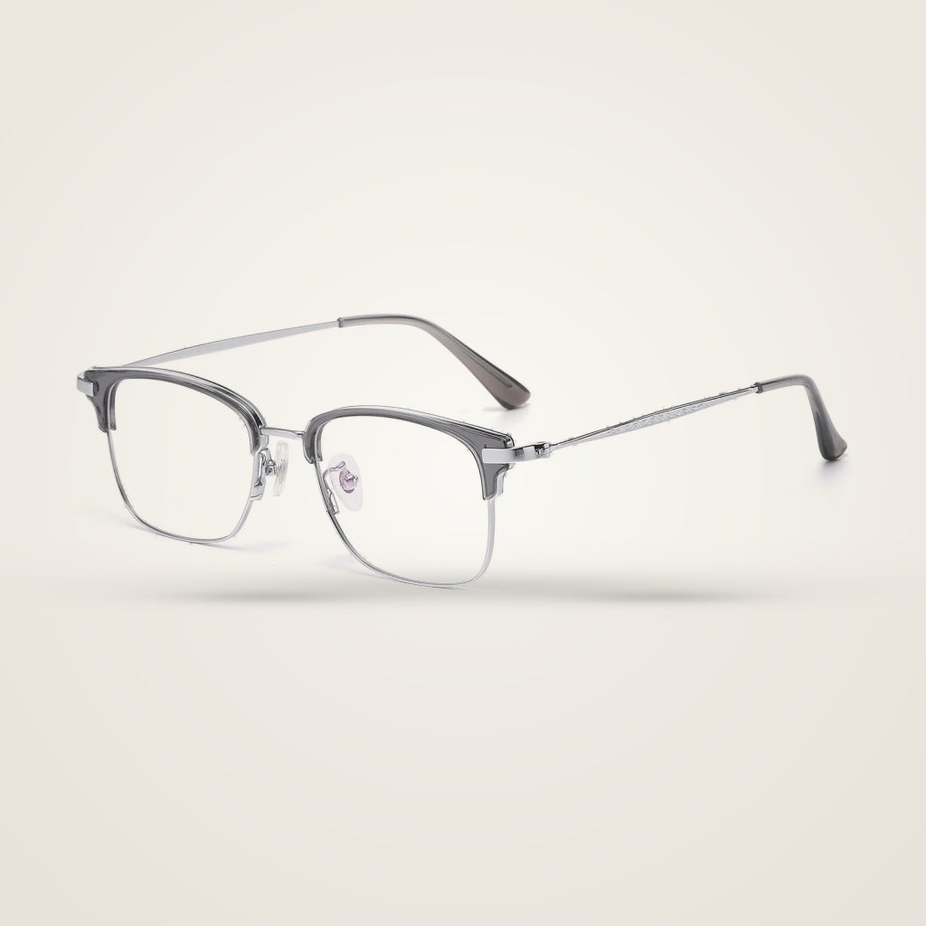 Bclear Unisex Half Rim Round TR90 Titanium Eyeglasses 1665 — view 2 | Bclear at FuzWeb