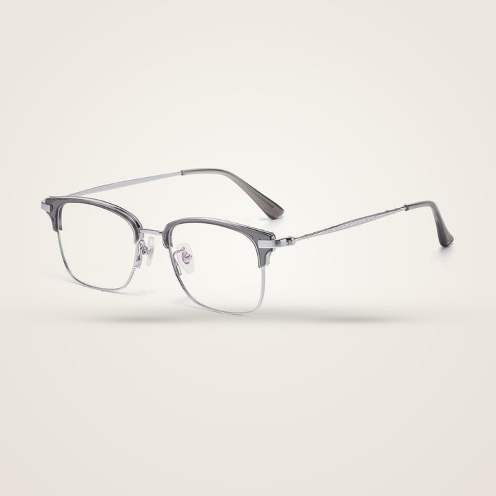 Bclear Unisex Half Rim Round TR90 Titanium Eyeglasses 1665 — view 2 | Bclear at FuzWeb