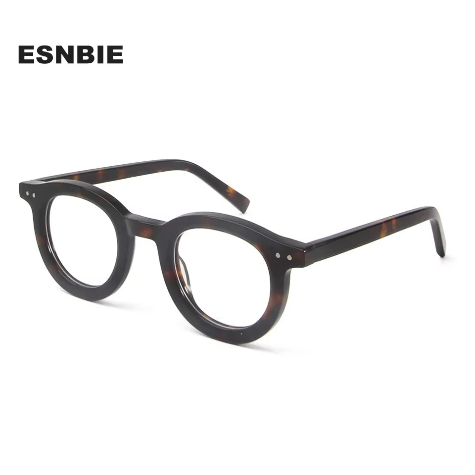 Esnbie Unisex Full Rim Round Acetate Eyeglasses 23036