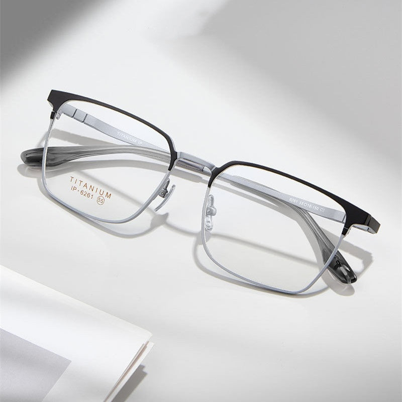 Chashma Ottica Unisex Full Rim Square Titanium Eyeglasses 976261 FuzWeb