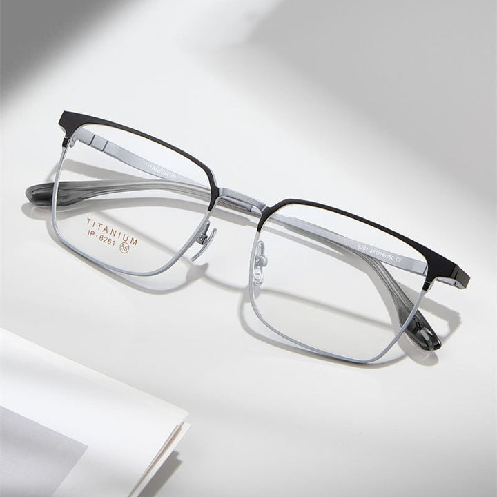 Chashma Ottica Unisex Full Rim Square Titanium Eyeglasses 976261 FuzWeb