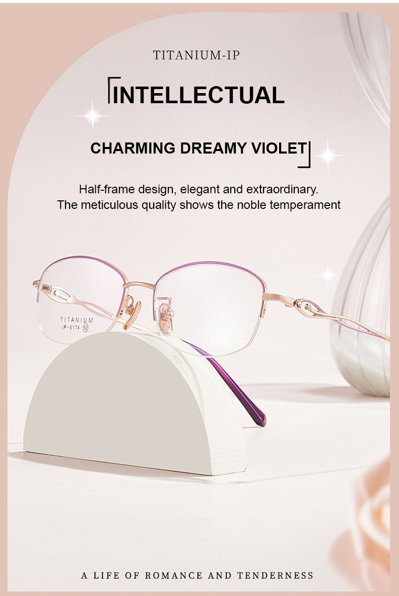 Chashma Ochki Womens Semi Rim Small Oval Titanium Eyeglasses 6174 — view 1 | Chashma Ochki at FuzWeb