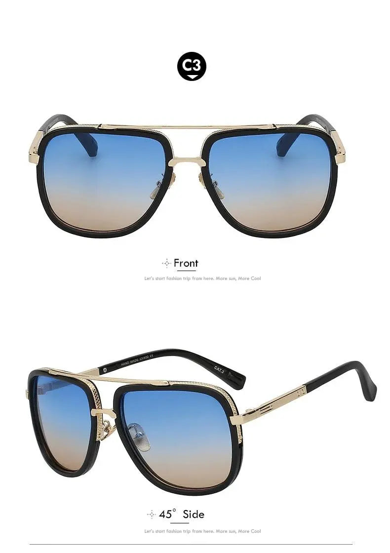 Xiu Brand Mens Square Sunglasses Men Women Big Frame — view 12 | Xiu at FuzWeb
