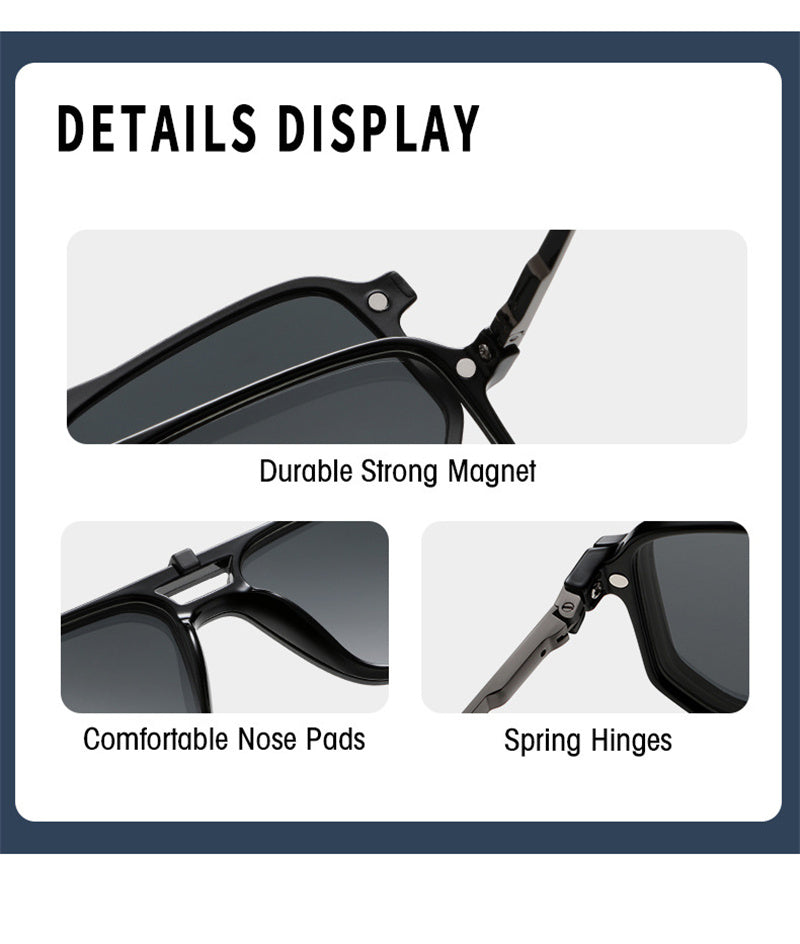 Summer Flower Unisex Full Rim Square Double Bridge Alloy Eyeglasses Clip On Sunglasses 608 — view 2 | Summer Flower at FuzWeb