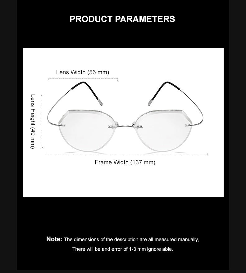 Chashma Ottica Womens Rimless Flat Top Oval Titanium Eyeglasses 801876 — view 1 | Chashma Ottica at FuzWeb