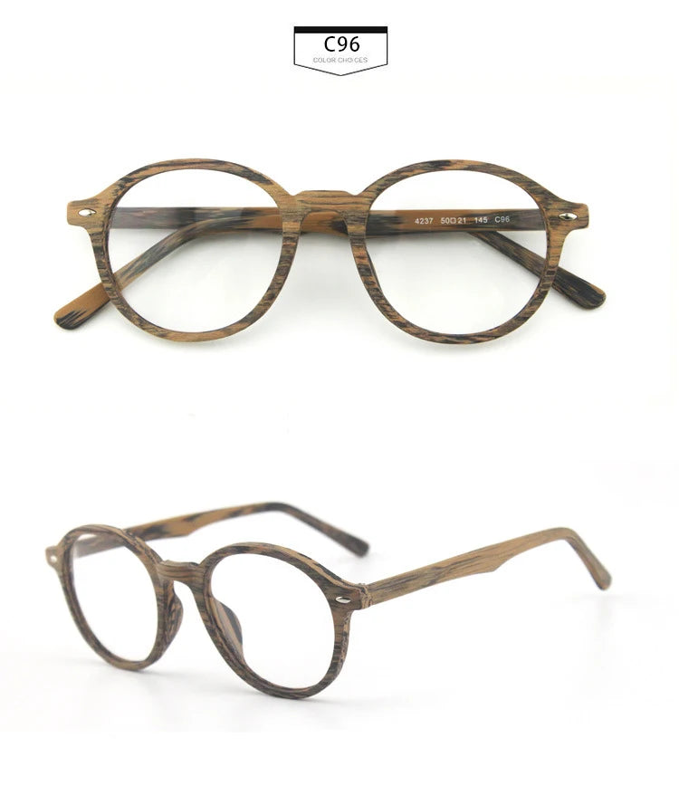 Hdcrafter Unisex Full Rim Round Oval Wood Metal Frame Eyeglasses 4237 — view 23 | Hdcrafter Eyeglasses at FuzWeb