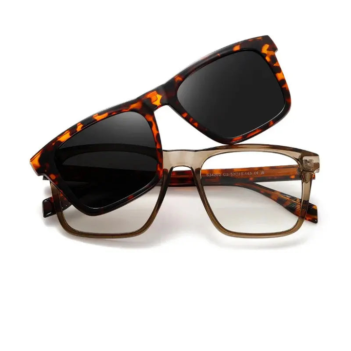 Kansept Unisex Full Rim Square Tr 90 Alloy Reading Glasses Clip On Sunglasses 34202.