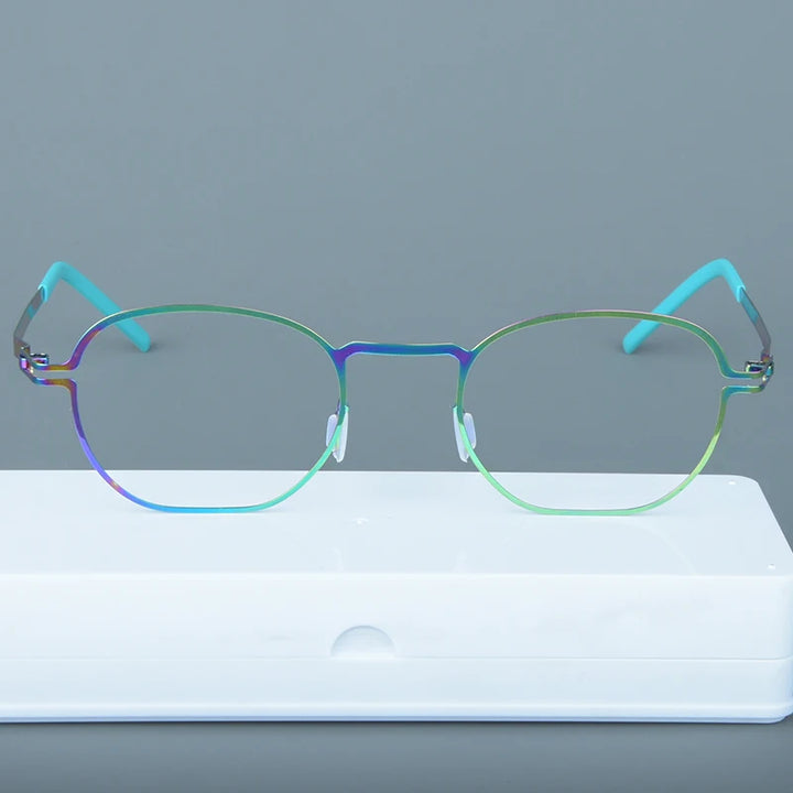 Aimee Unisex Full Rim Polygon Square Screwless Steel Eyeglasses 14149.