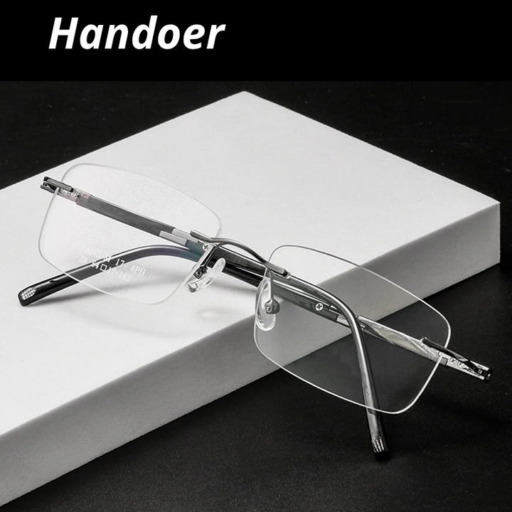 Handoer Women's Rimless Polygon Square Titanium Eyeglasses 396119