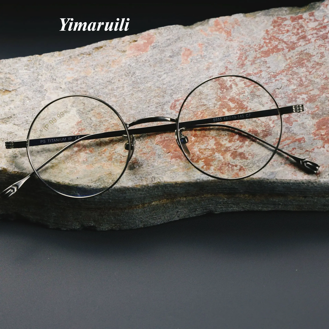 Yimaruili Women's Full Rim Round Titanium Alloy Eyeglasses 5555