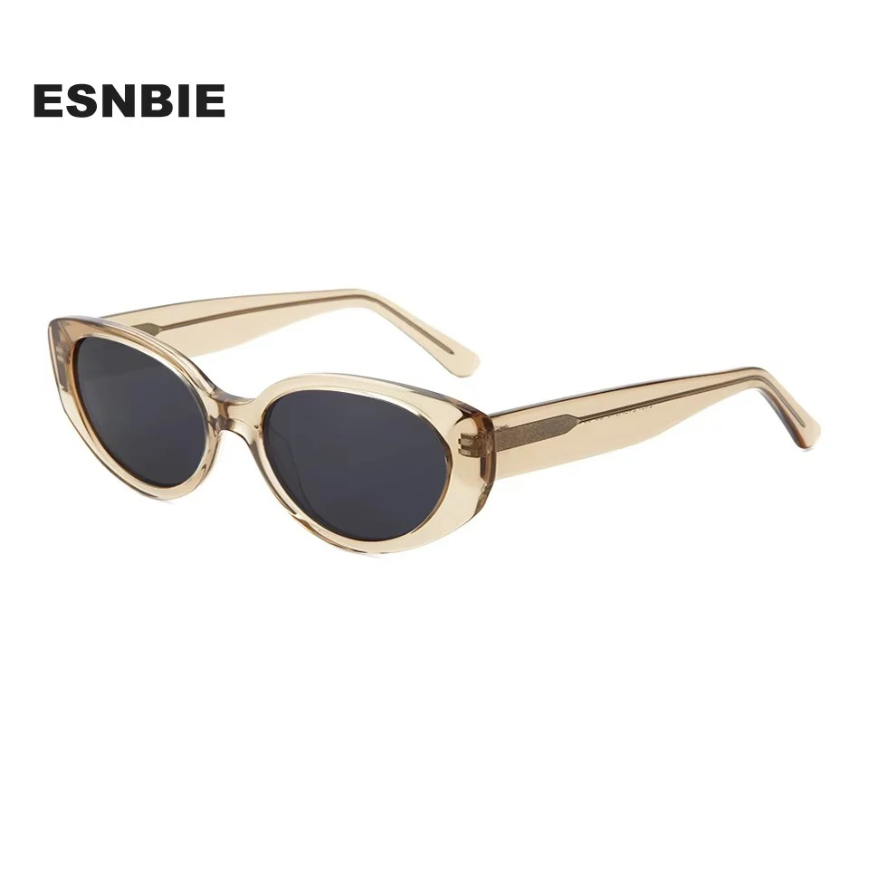 Esnbie Unisex Full Rim Oval Thick Temple Acetate Sunglasses 240161