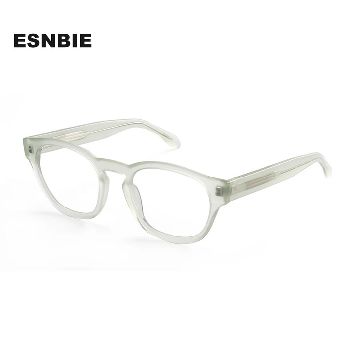 Esnbie Unisex Full Rim Round Square Acetate Eyeglasses 240611