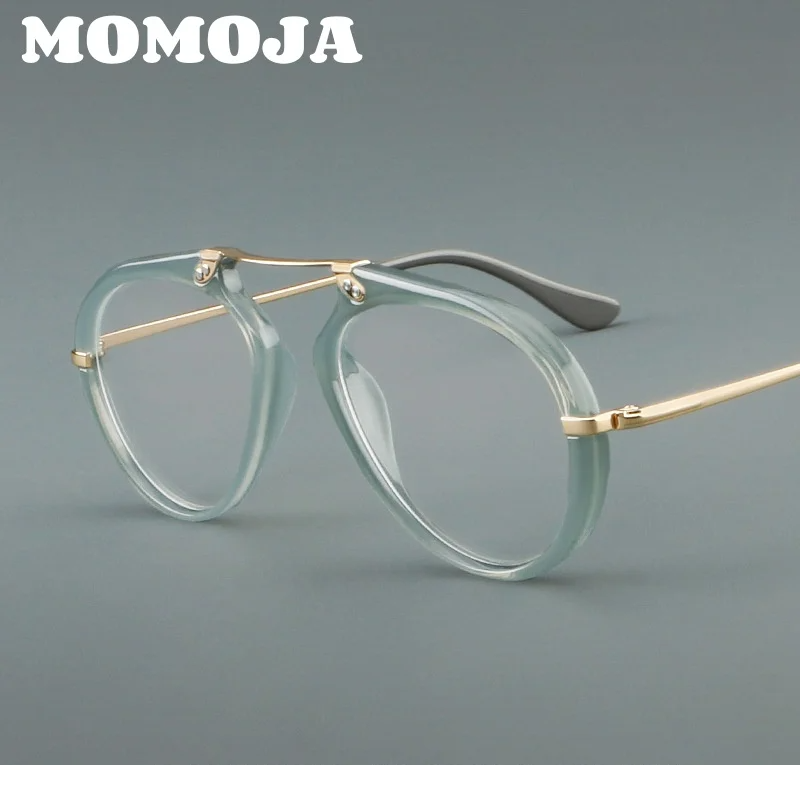 Momoja Unisex Full Rim Oval Square Acetate Titanium Eyeglasses 720473