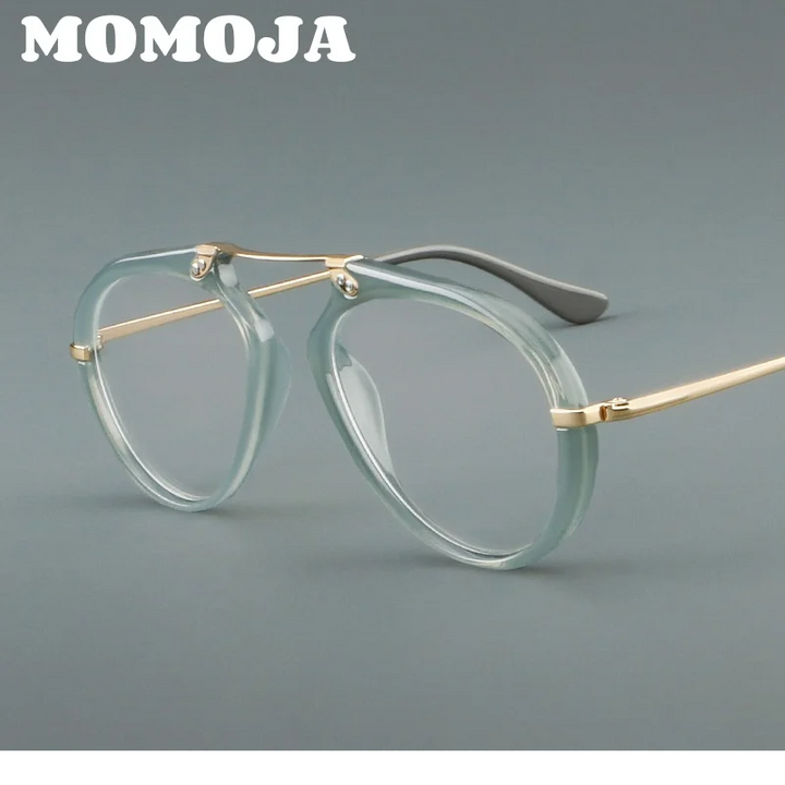 Momoja Unisex Full Rim Oval Square Acetate Titanium Eyeglasses 720473