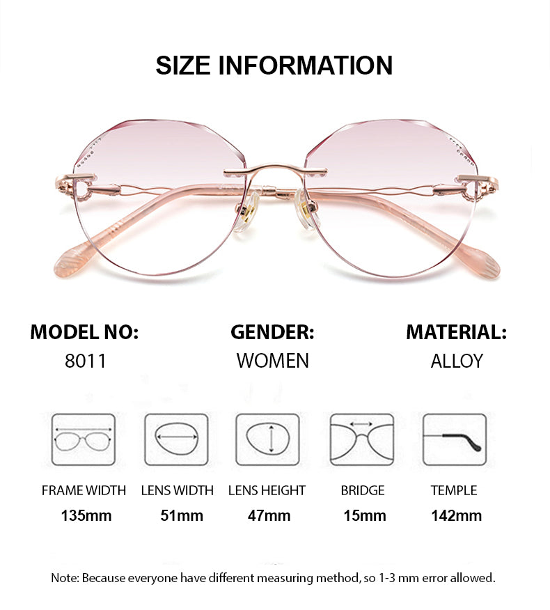 Summer Flower Womens Rimless Flat Top Oval Titanium Eyeglasses 80114 — view 1 | Summer Flower at FuzWeb