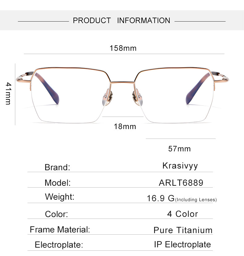 Krasivyy Mens Semi Rim Big Flat Top Square Titanium Eyeglasses 316889 — view 1 | Krasivyy at FuzWeb