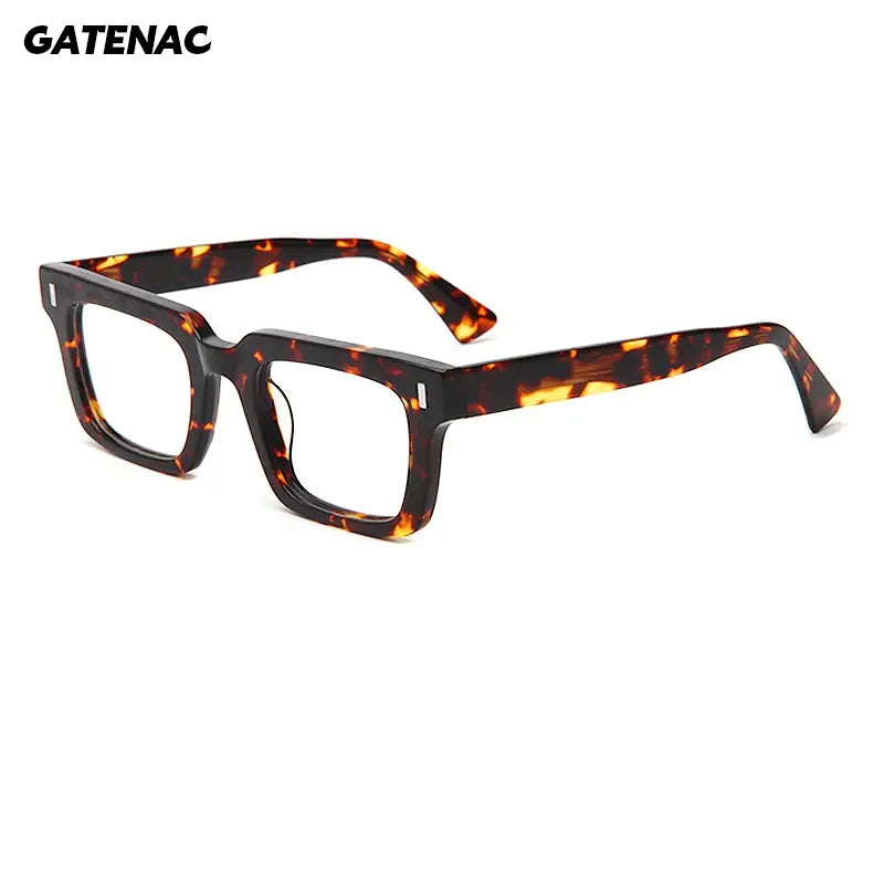 Gatenac Unisex Full Rim Square Brow Line Thick Acetate Eyeglasses 238046 FuzWeb