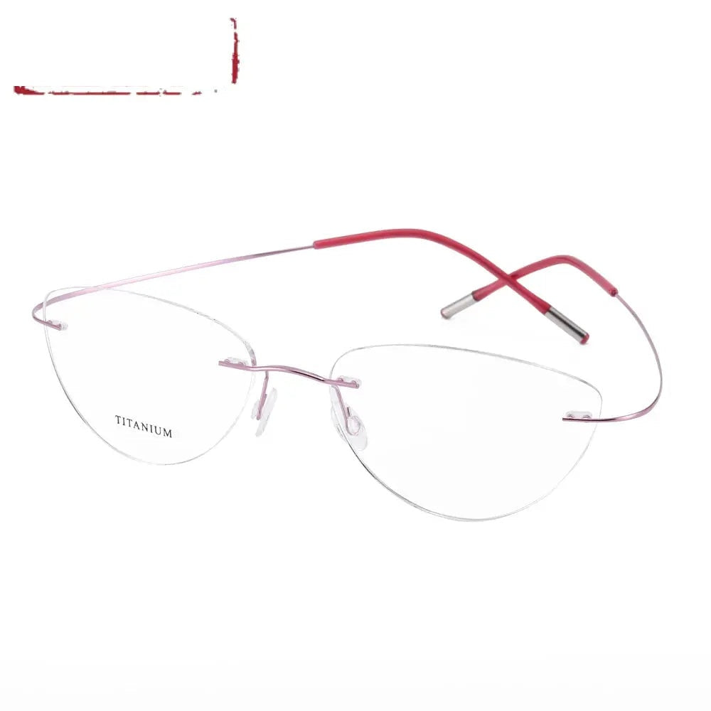 Chashma Ottica Unisex Rimless Cat Eye Titanium Eyeglasses 720003