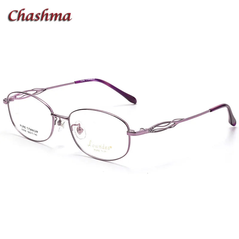 Chashma Ochki Women's Full Rim Oval Square Titanium Eyeglasses 6008 Full Rim Chashma Ochki Purple  