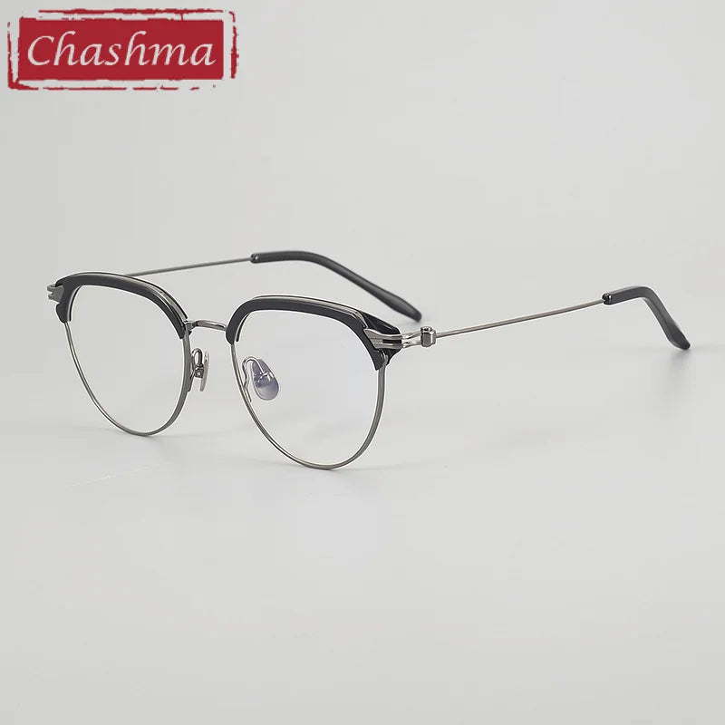 Chashma Unisex Full Rim Oval Round Acetate Titanium Eyeglasses 882410