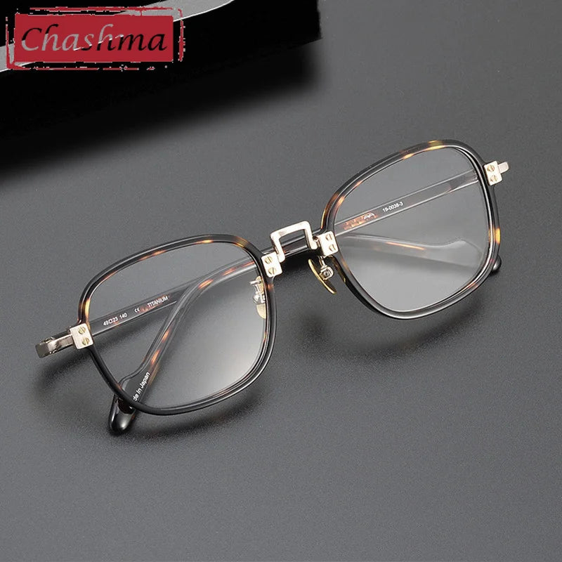 Chashma Unisex Full Rim Square Acetate Titanium Eyeglasses 190038.