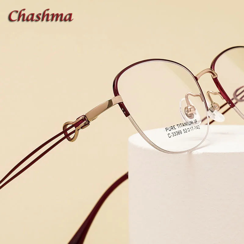 Chashma Ochki Women's Semi Rim Oval Square Titanium Eyeglasses 33369 Semi Rim Chashma Ochki   