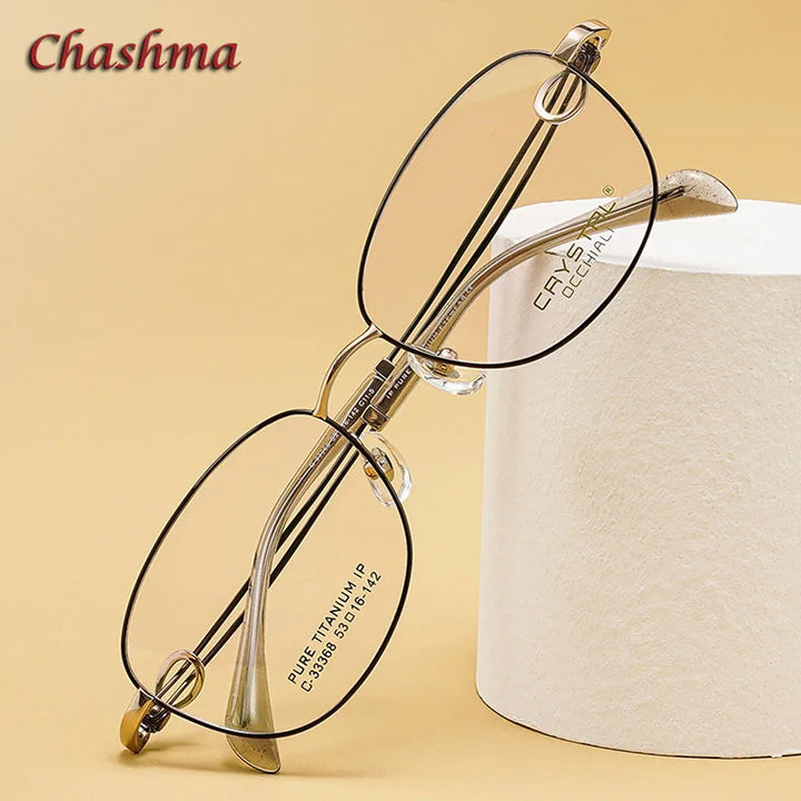 Chashma Ochki Women's Full Rim Square Titanium Eyeglasses 33368 Full Rim Chashma Ochki   