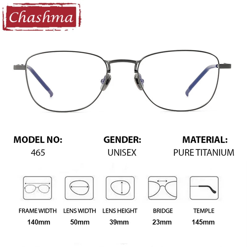 Chashma Unisex Full Rim Polygon Square Titanium Eyeglasses 887465