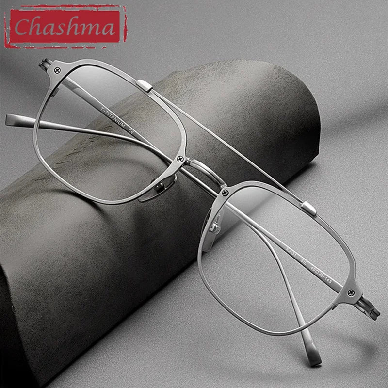 Chashma Men's Full Rim Square Double Bridge Titanium Eyeglasses 778431