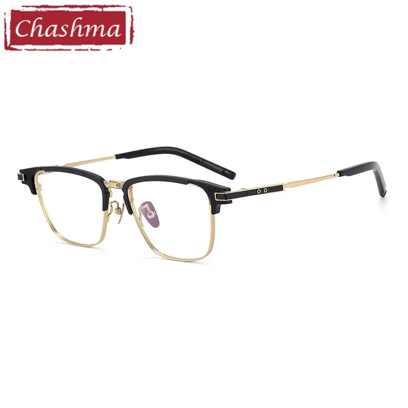 Chashma Men's Full Rim Big Square Acetate Titanium Eyeglasses 52150